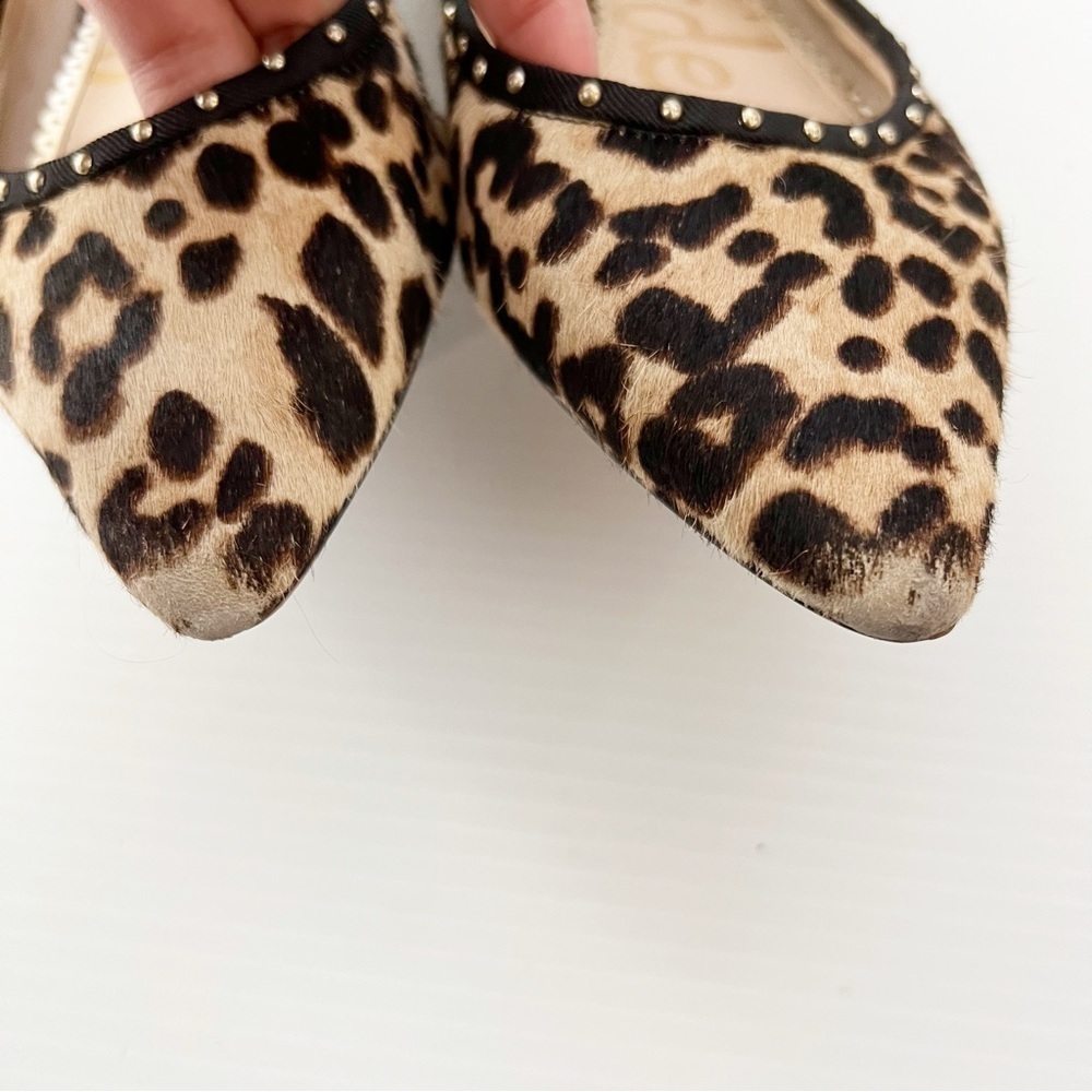 Sam Edelman- Leopard Print Calf Hair Pointed Toe Flats - Picture 3 of 5